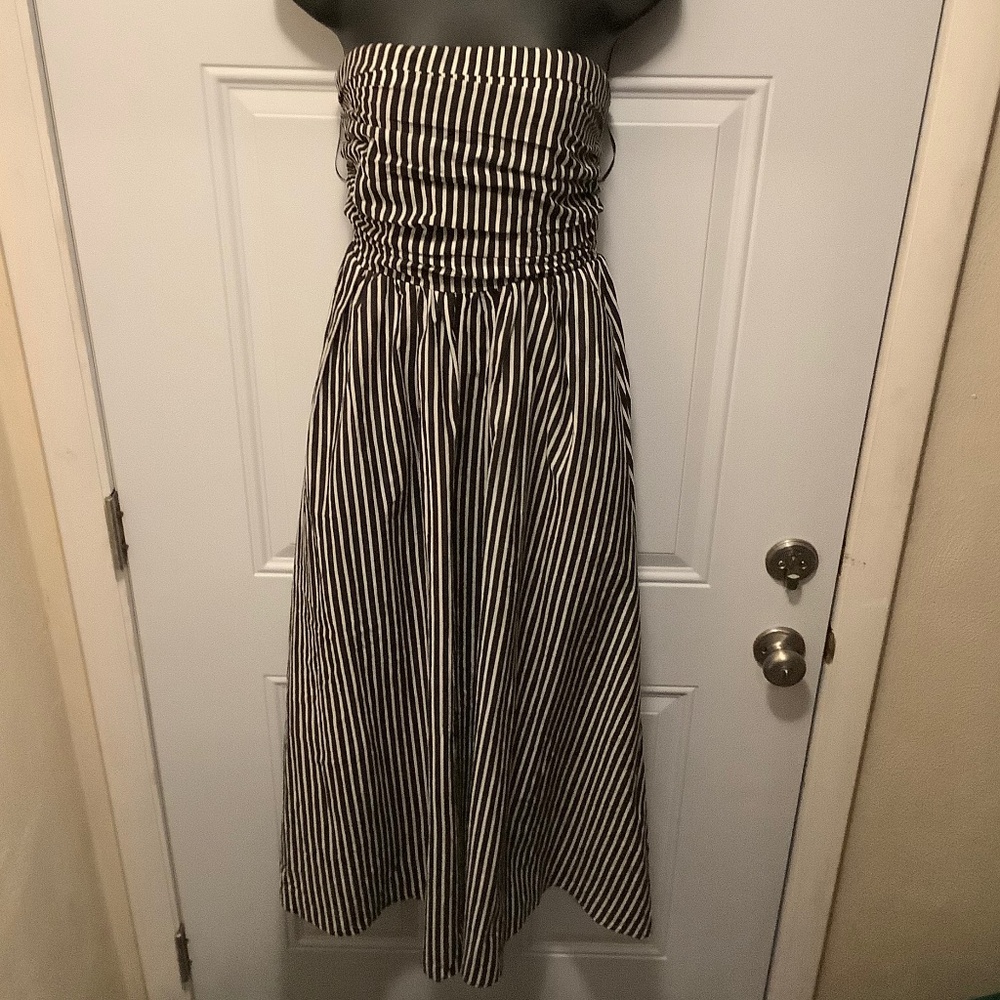 By Together| Sz S Striped Midi Smocked Back Pockets Brunch Wedding Guest